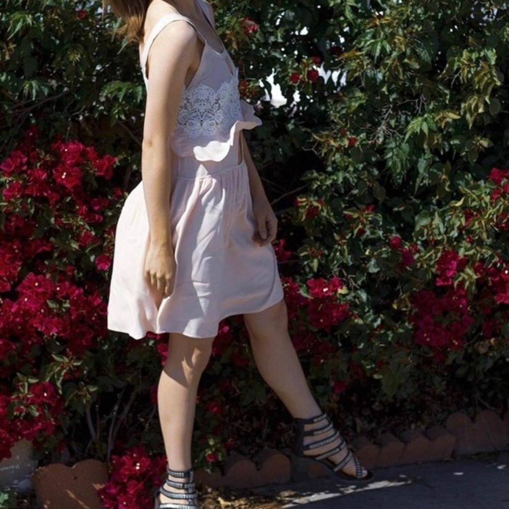 LAST ONE for love & lemons Sienna Blush Lace Dress - Picture 6 of 8